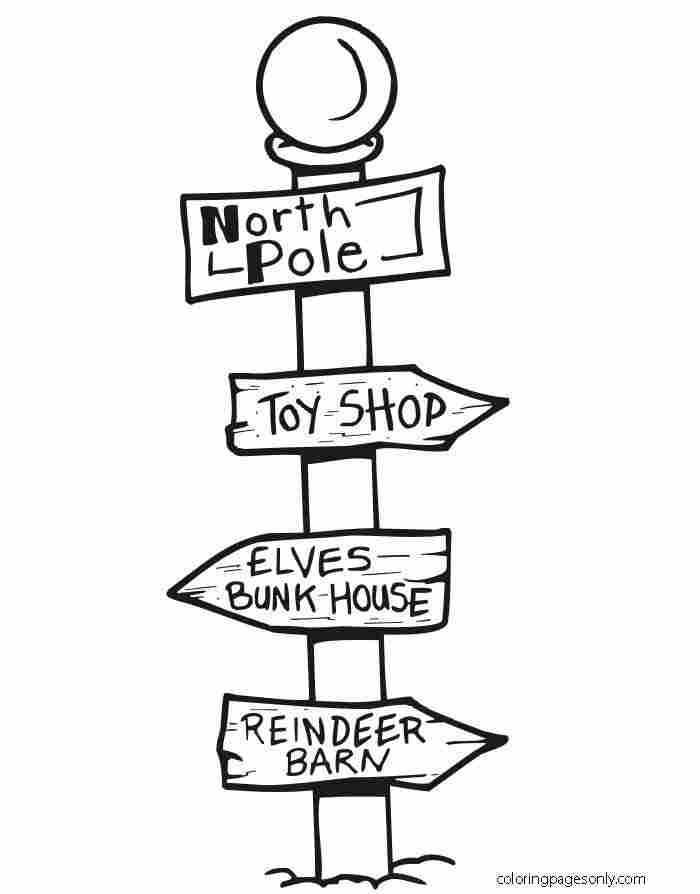 The signposts at the North Pole Coloring Pages