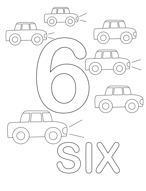The Six Cars Coloring Page