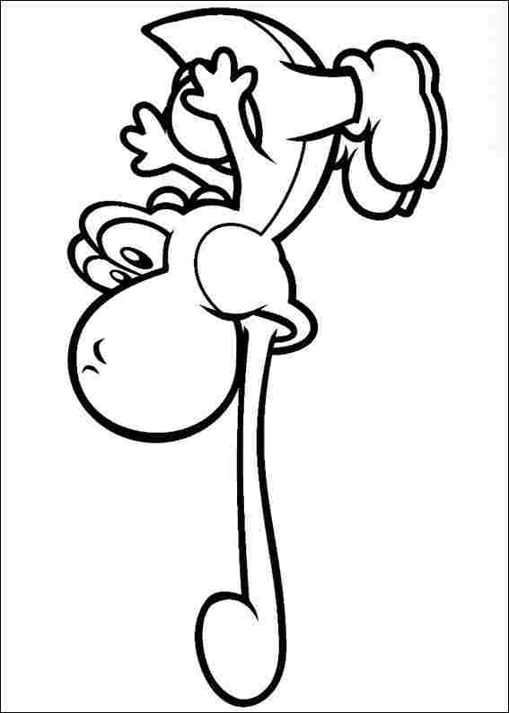 The tongue of Yoshi is so long in Super Mario Bros Coloring Page