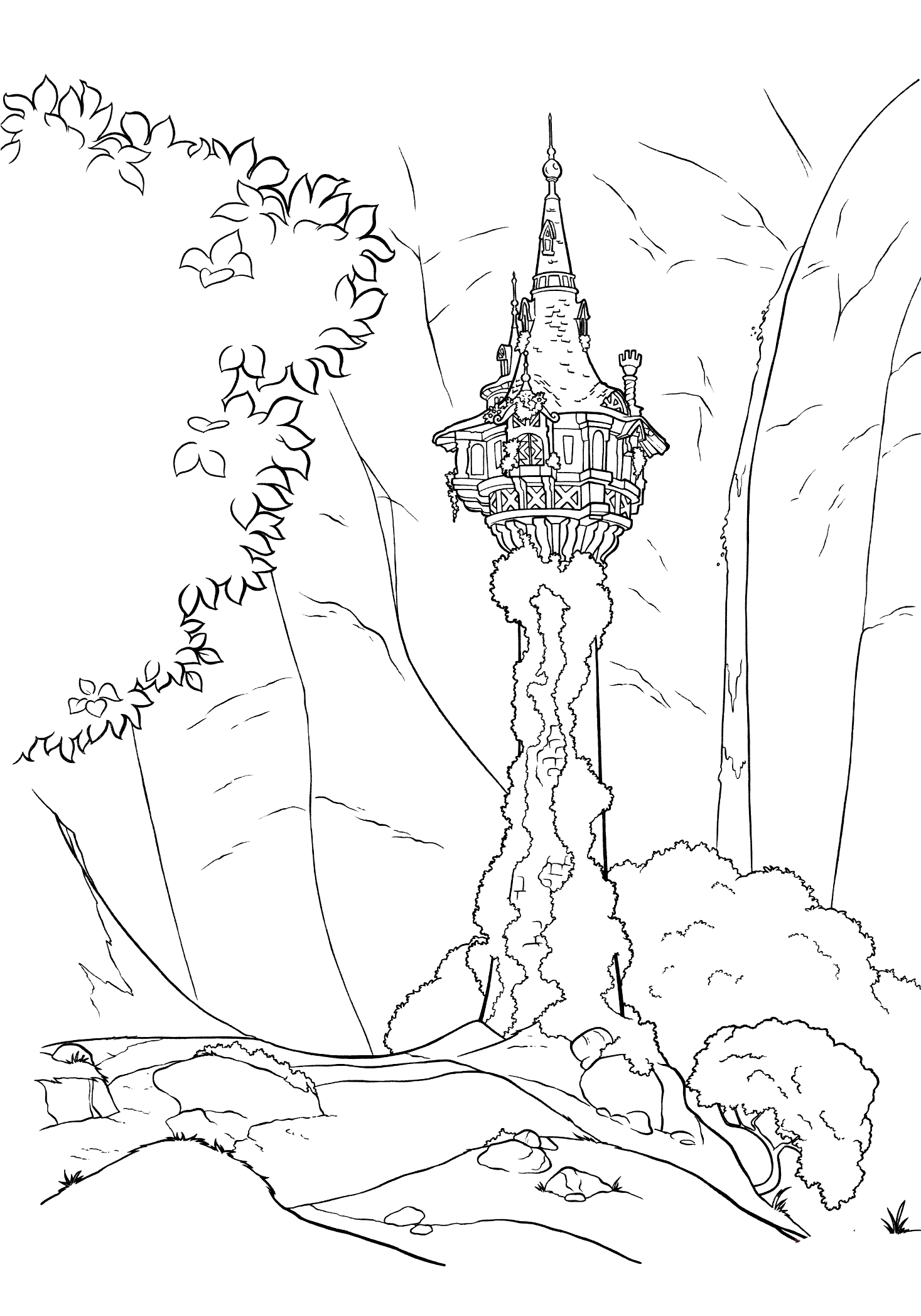 Замок Рапунцель раскраска