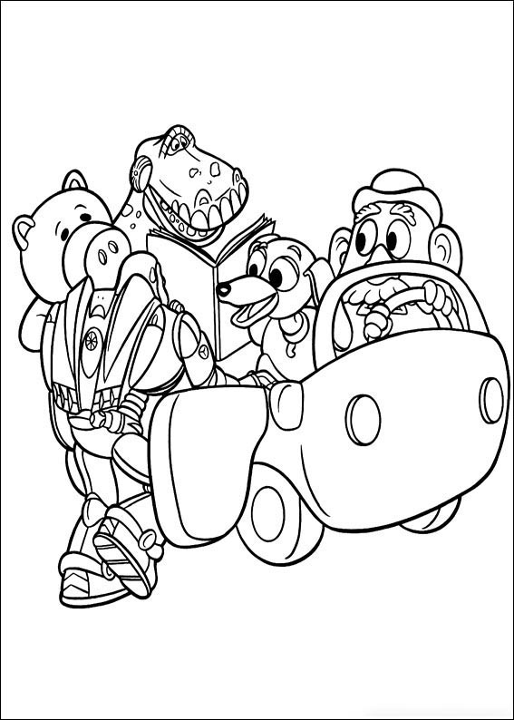 The toys are getting on the car Coloring Page