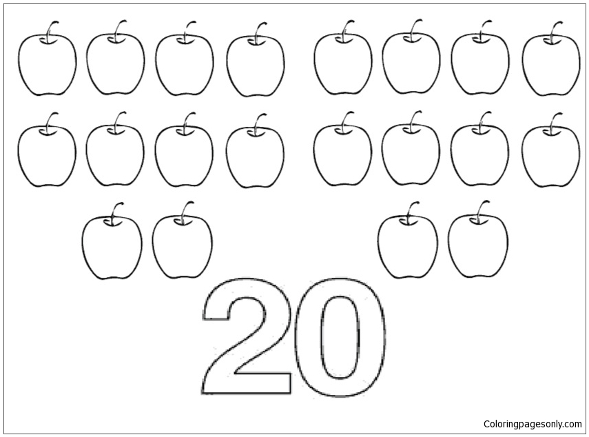 Раскраска Двадцать яблок