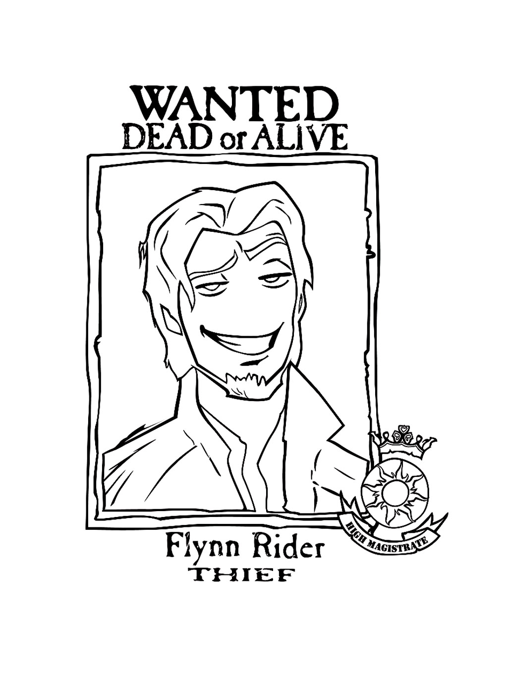 The Wanted Photo Of Flynn Rider Coloring Pages