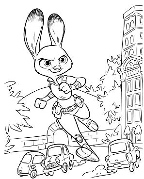 Judy Hopps Save the City Coloring Page