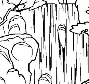 La cascata nella pagina da colorare foresta