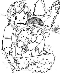 The Winter Sledding Coloring Page
