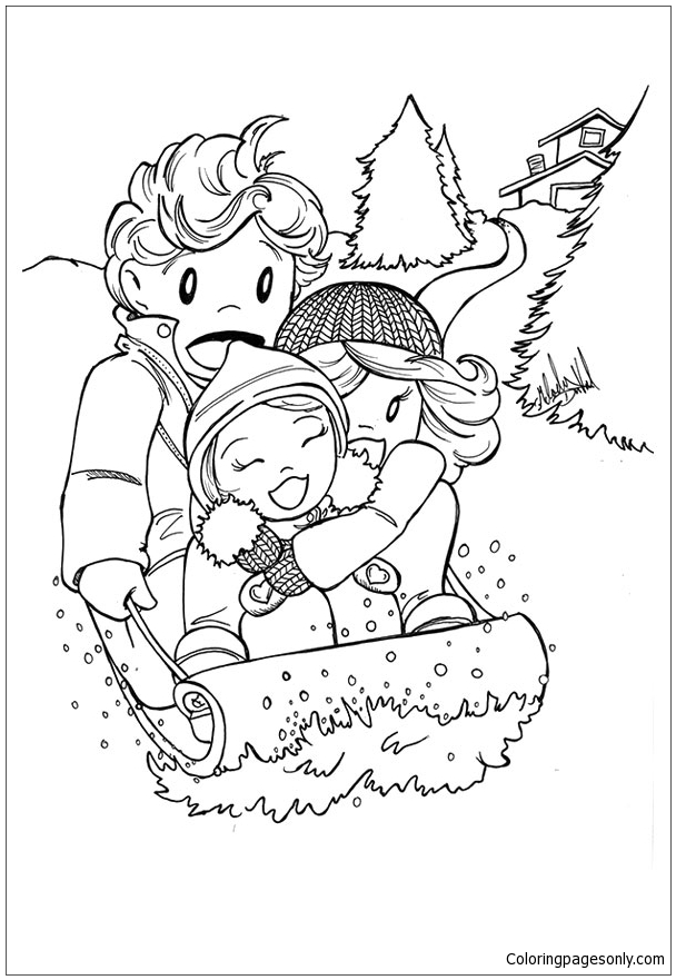 The Winter Sledding Coloring Pages Nature Seasons Coloring Pages 