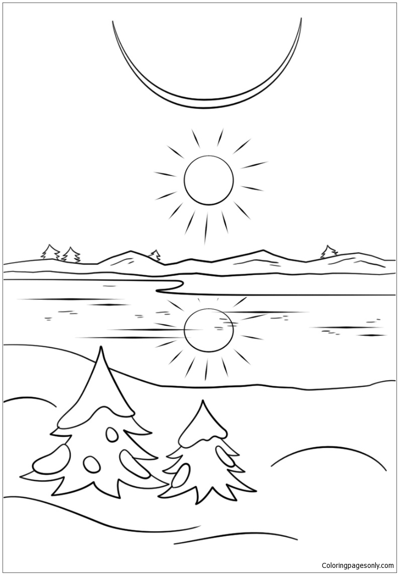 La page de coloriage du solstice d'hiver