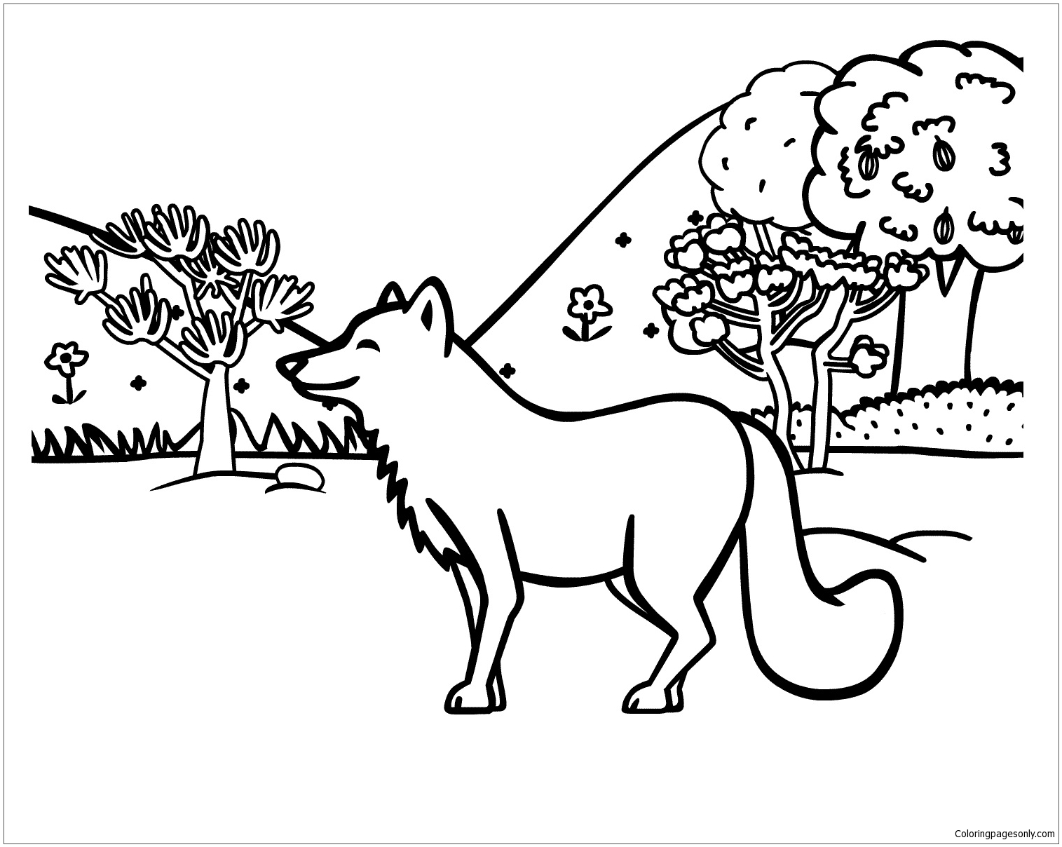 desenho de Os lobos na floresta para colorir