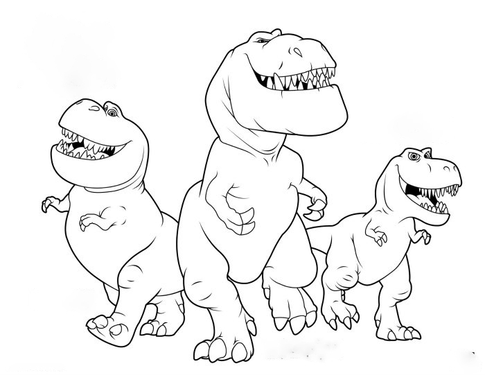 Three Allosaurus Coloring Pages