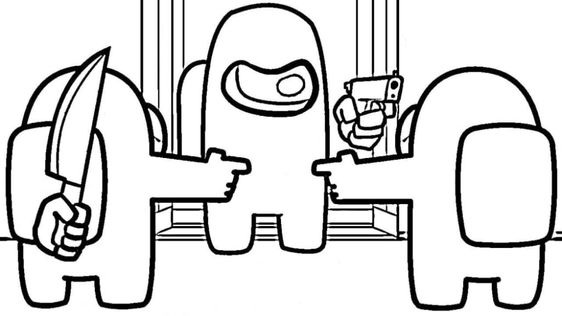 Three Among Us Characters Coloring Pages - Among Us Coloring Pages