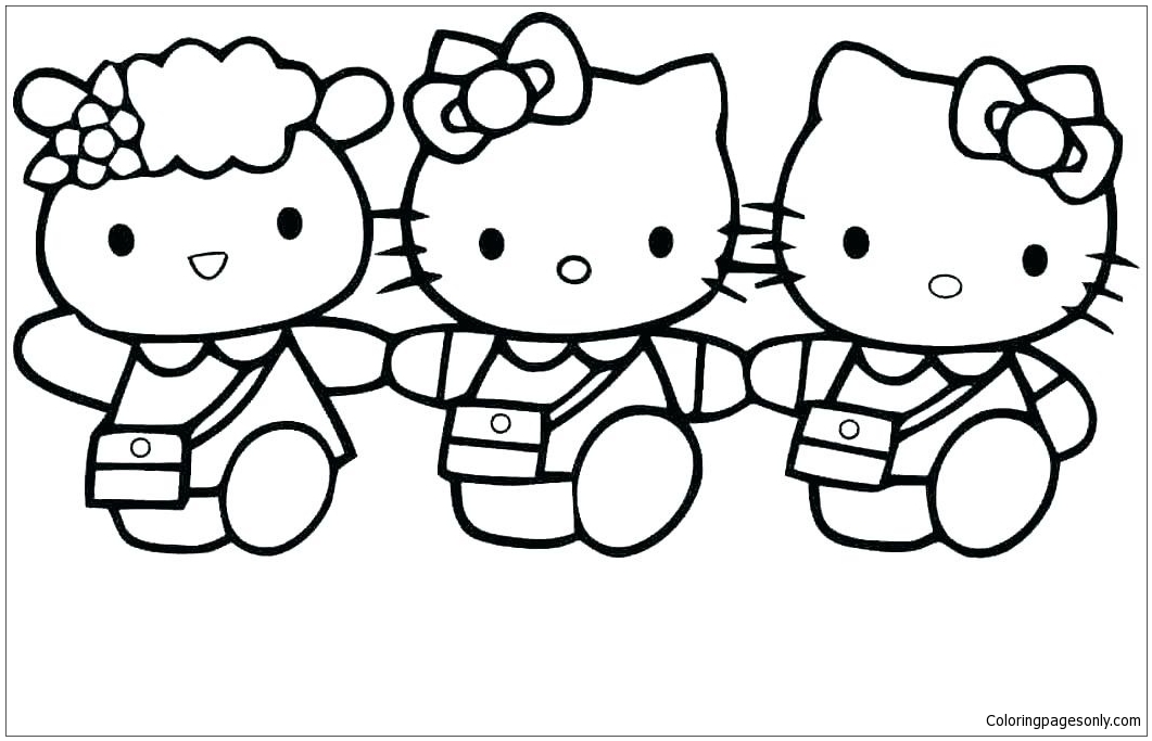 Three Hello Kitty Classy Coloring Pages