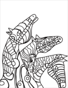 Three Horses Zentangle Coloring Page