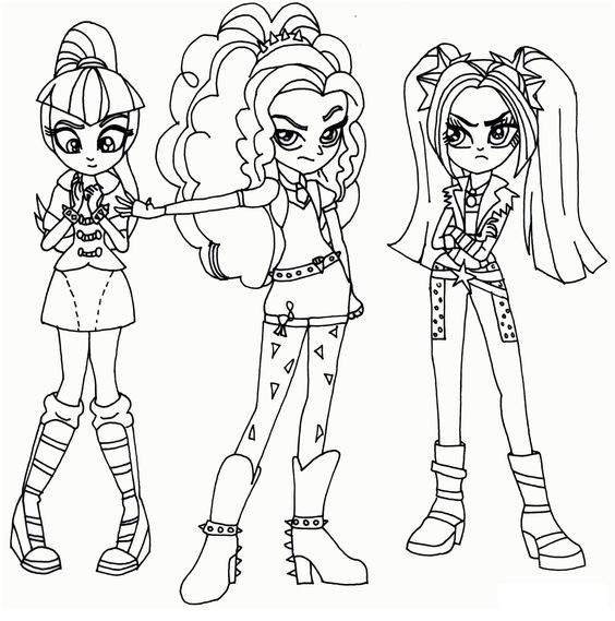 Three My Little Pony Equestria Girls Coloring Pages