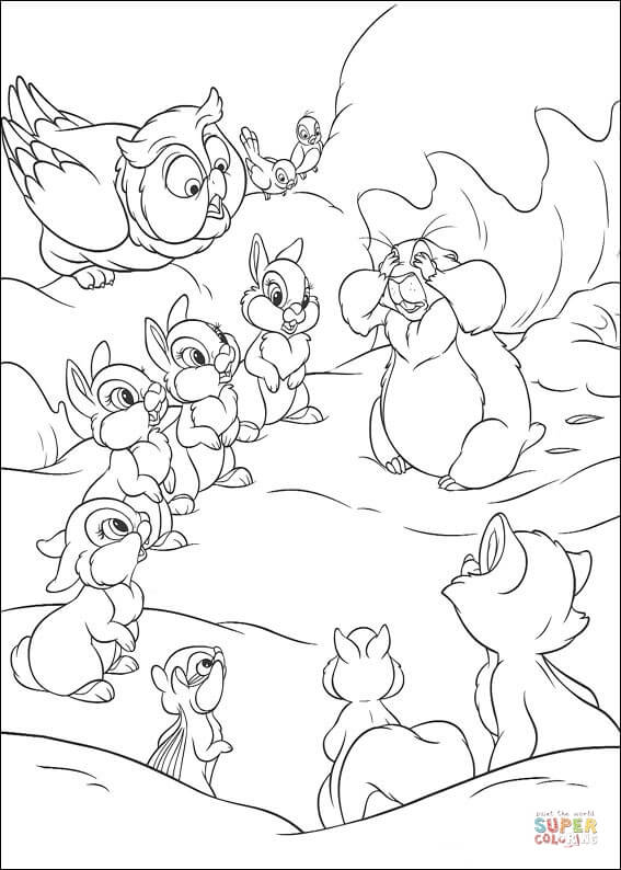 Thumper And Friends  From Bambi Coloring Pages