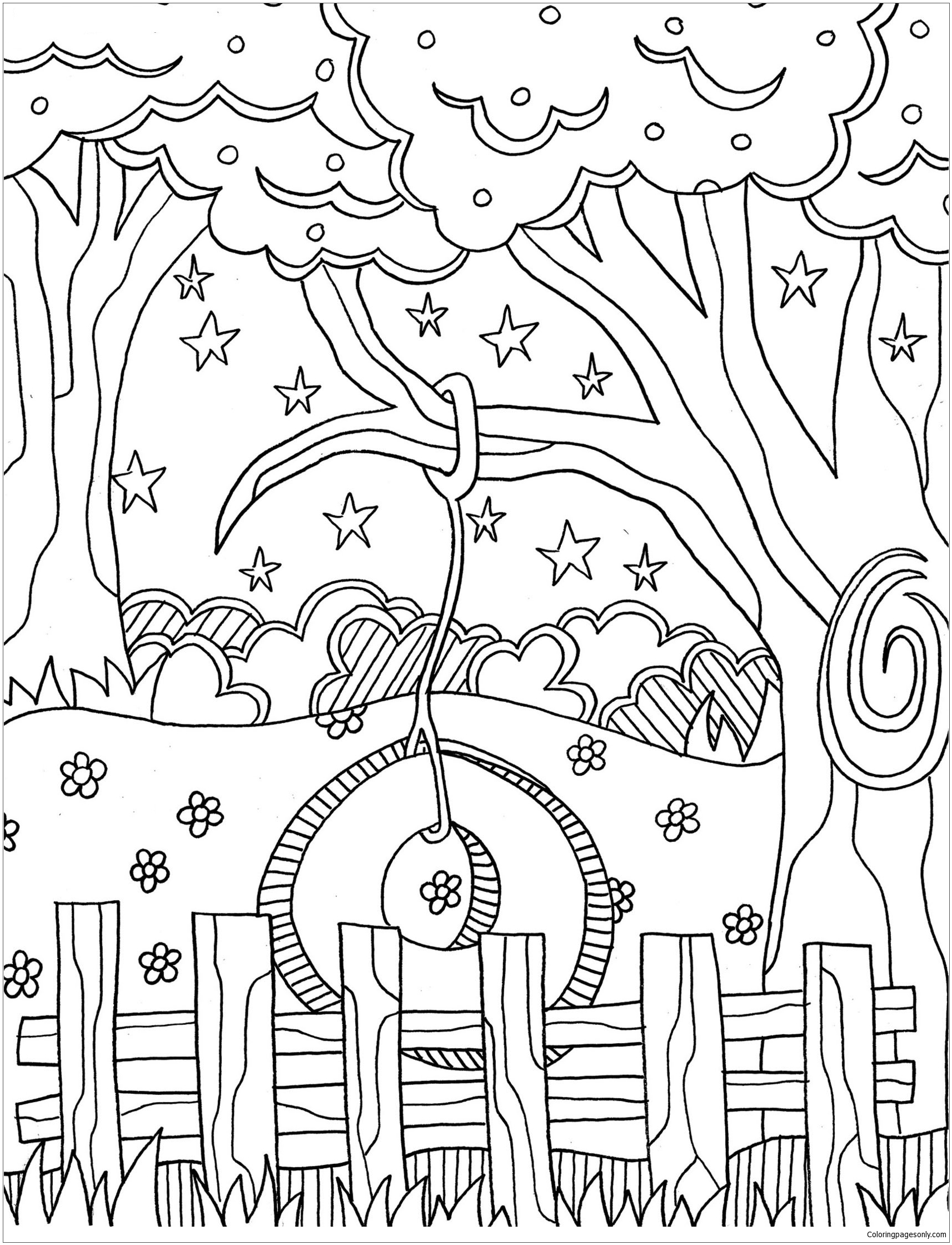 Tire Swing Coloring Pages