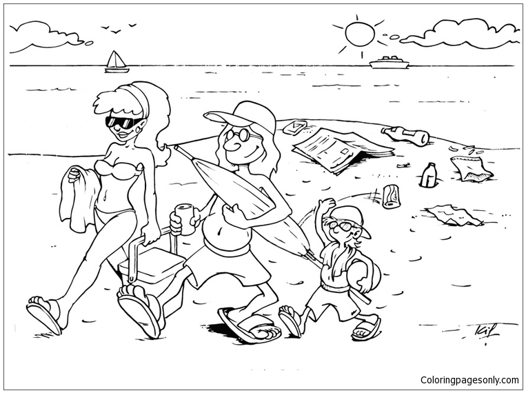 To Leave Rubbish On The Beach Coloring Pages