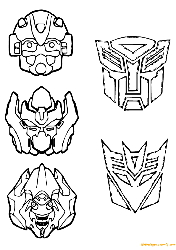 Transformer Masks Coloring Page