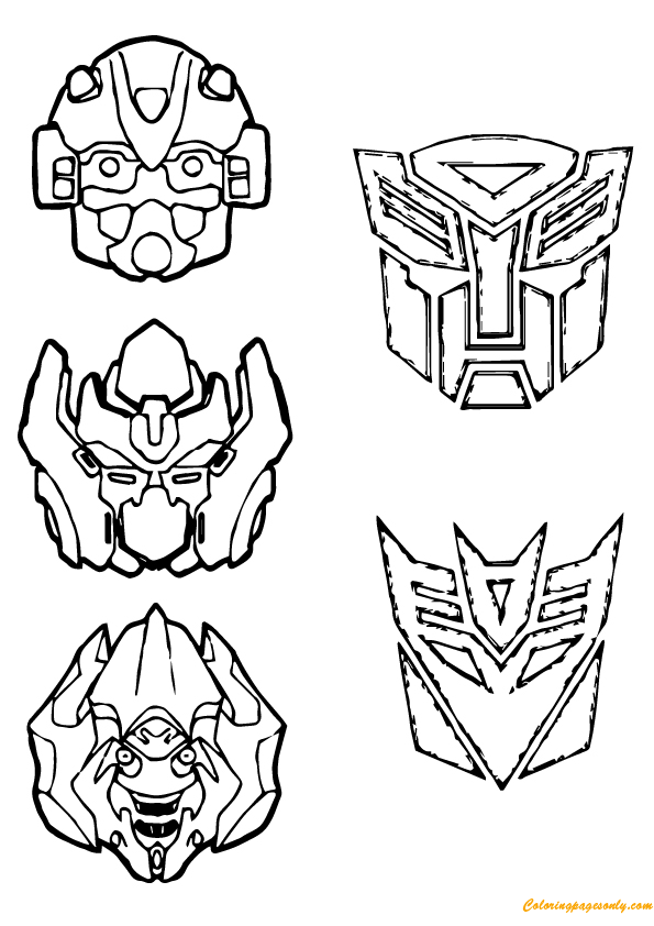 Transformer Masks Coloring Page - Free Printable Coloring Pages