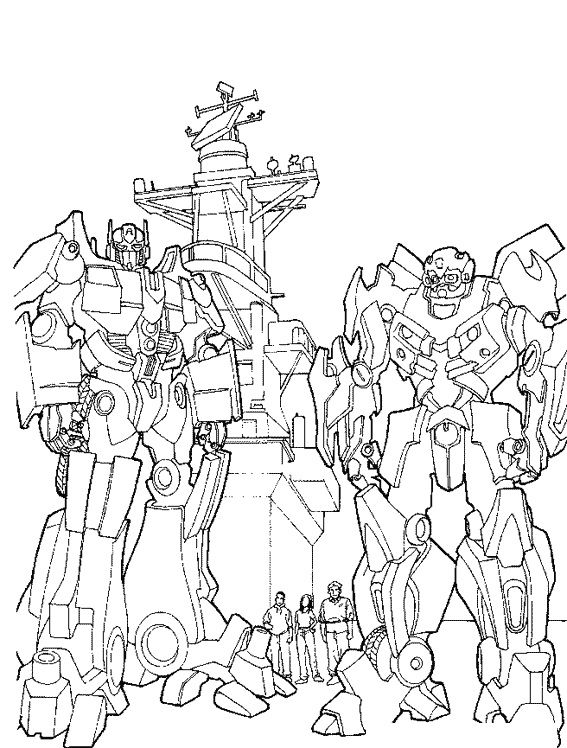 Transformers en vrienden kleurplaat