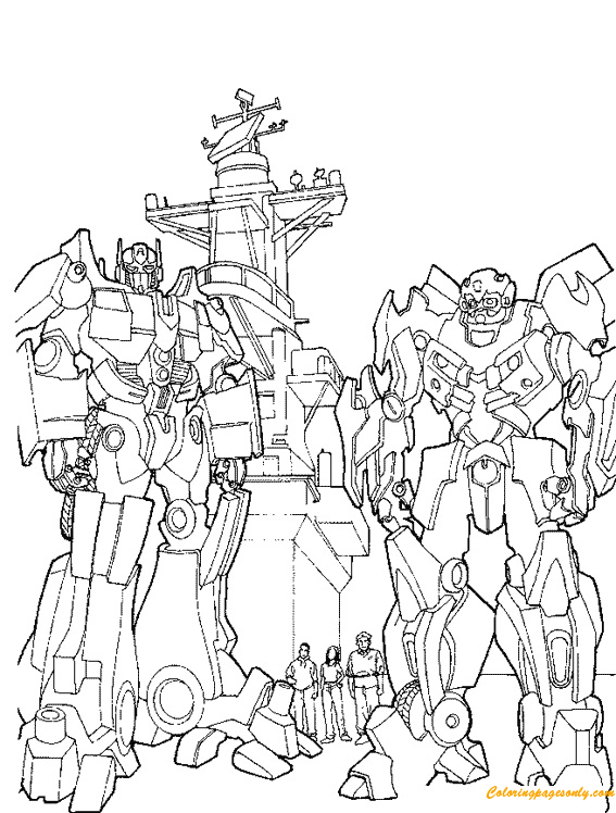 Transformers en vrienden kleurplaat