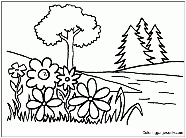 Trees And Flowers Coloring Pages - Nature & Seasons Coloring Pages