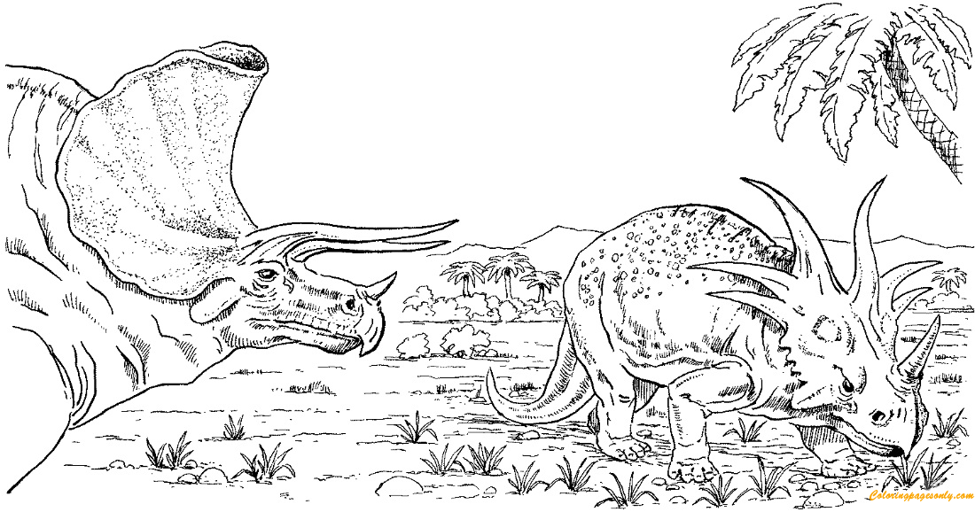 Download Triceratops And Styracosaurus Coloring Pages - Dinosaurs Coloring Pages - Free Printable ...