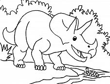 Triceratops Talk With Turtle Next To The River Coloring Page