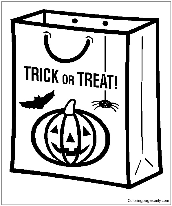 Trick or Treat Bag Coloring Pages - Halloween Pumpkin Coloring Pages