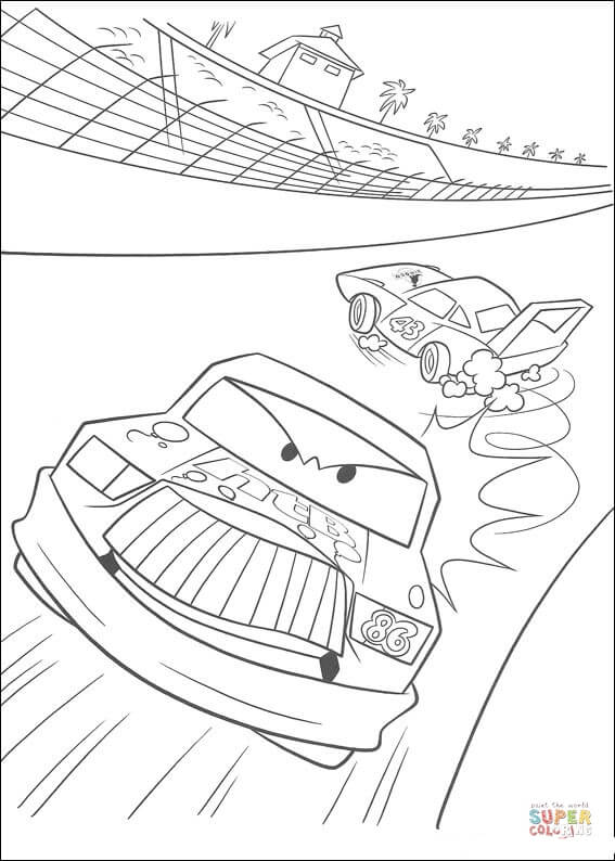 Chick Hicks Leaves McQueen Behind From Disney Cars Coloring Pages