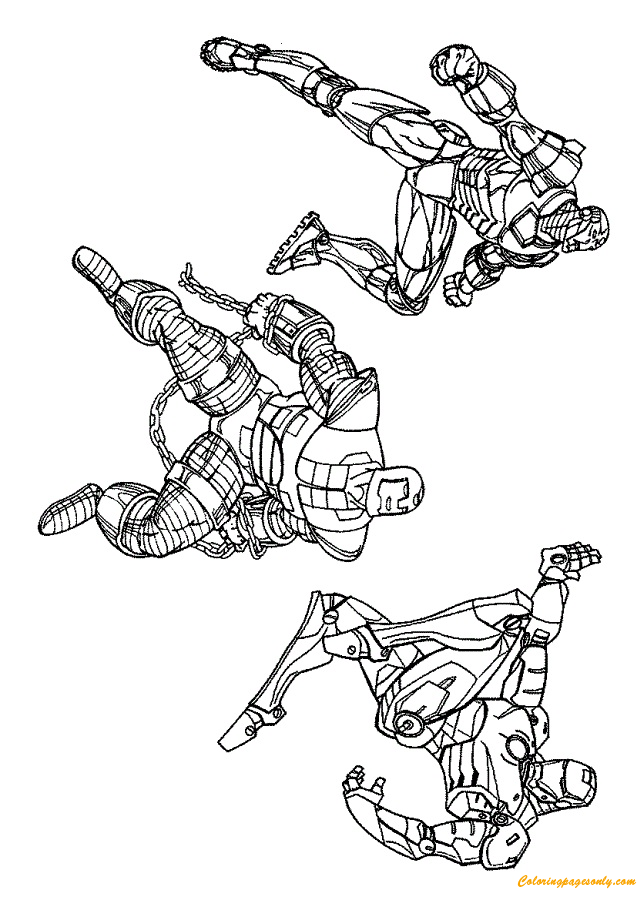 Trio Robots Avengers Coloring Pages