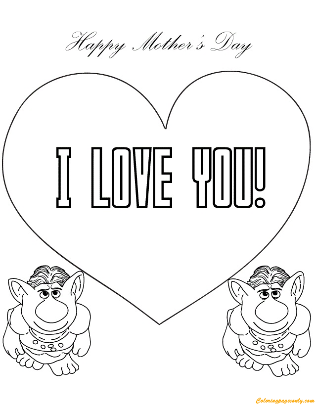 Trolls From Frozen Movie Say I Love You Coloring Pages