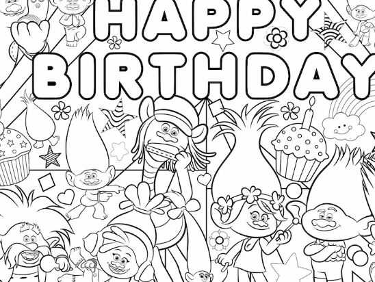 Trolls Party 1 Coloring Pages