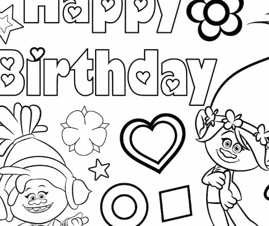 Trolls Party Coloring Page