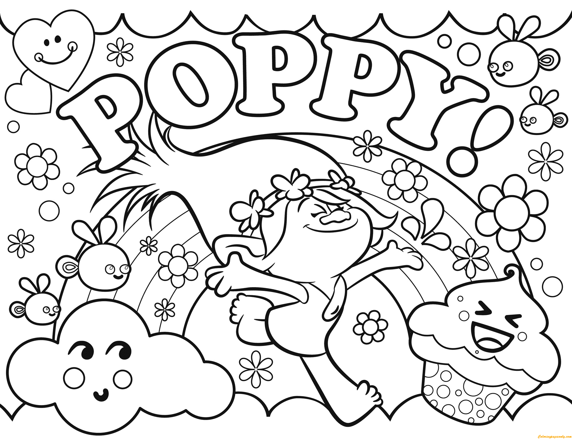 Poppy, a princesa dos Trolls para colorir e imprimir