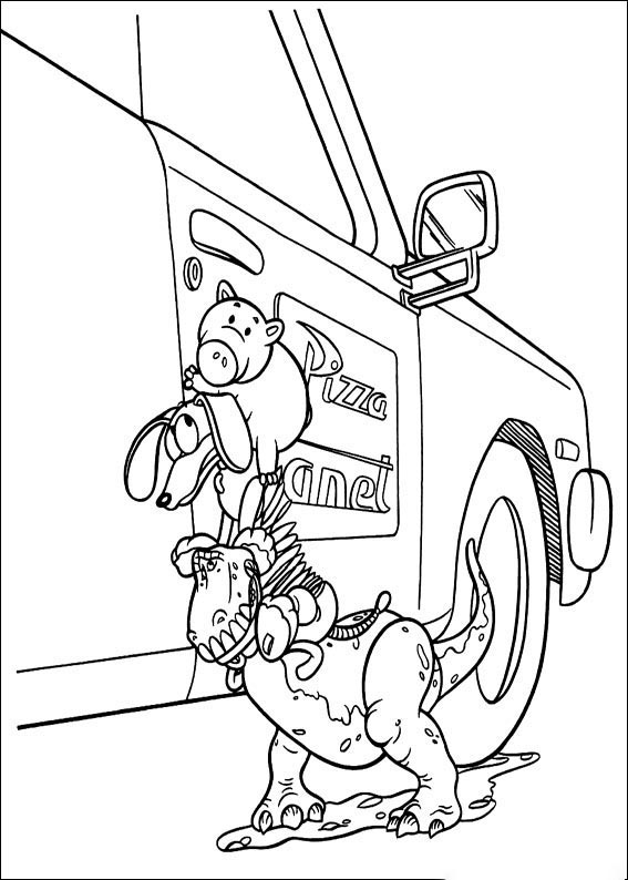 Try to climb into the car Coloring Page
