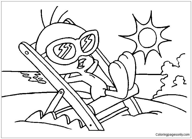 Tweety On The Beach Coloring Page