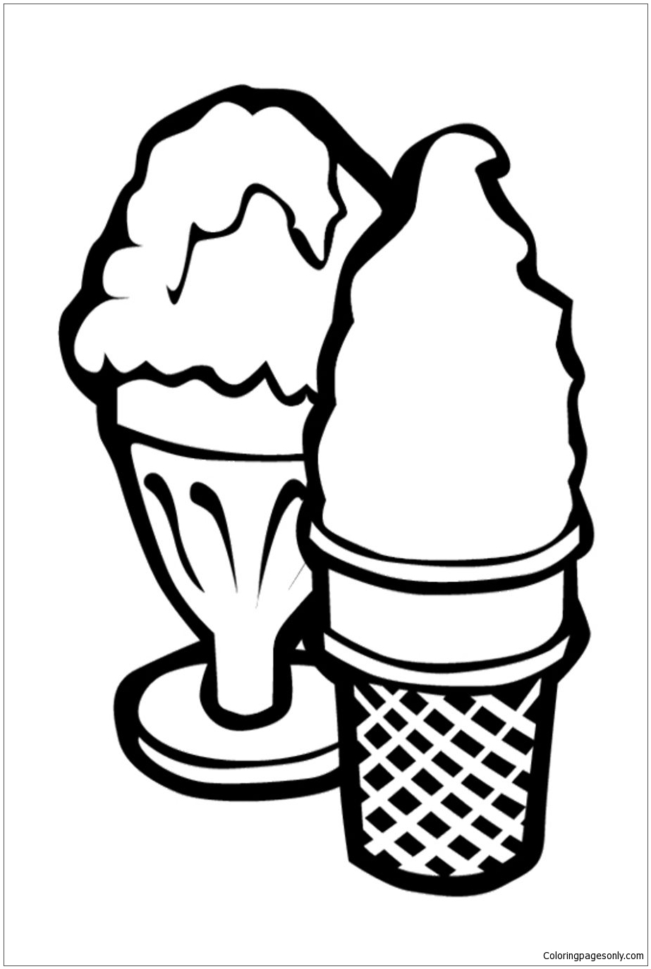 Two Ice Cream Coloring Pages