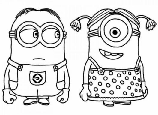 Two Minion In Despicable Me Coloring Page