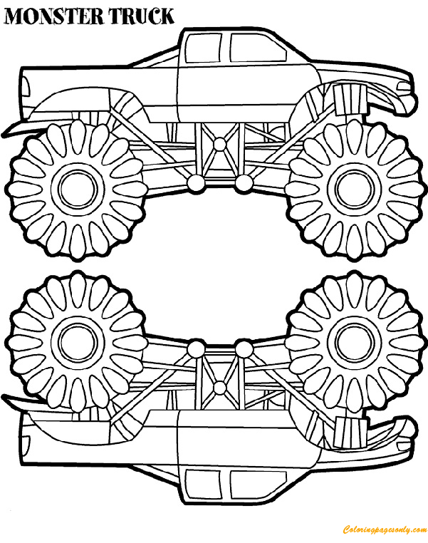 Download Two Monster Truck Coloring Pages - Transport Coloring Pages - Free Printable Coloring Pages Online