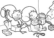 Two wonderful dogs open Christmas presents Coloring Pages