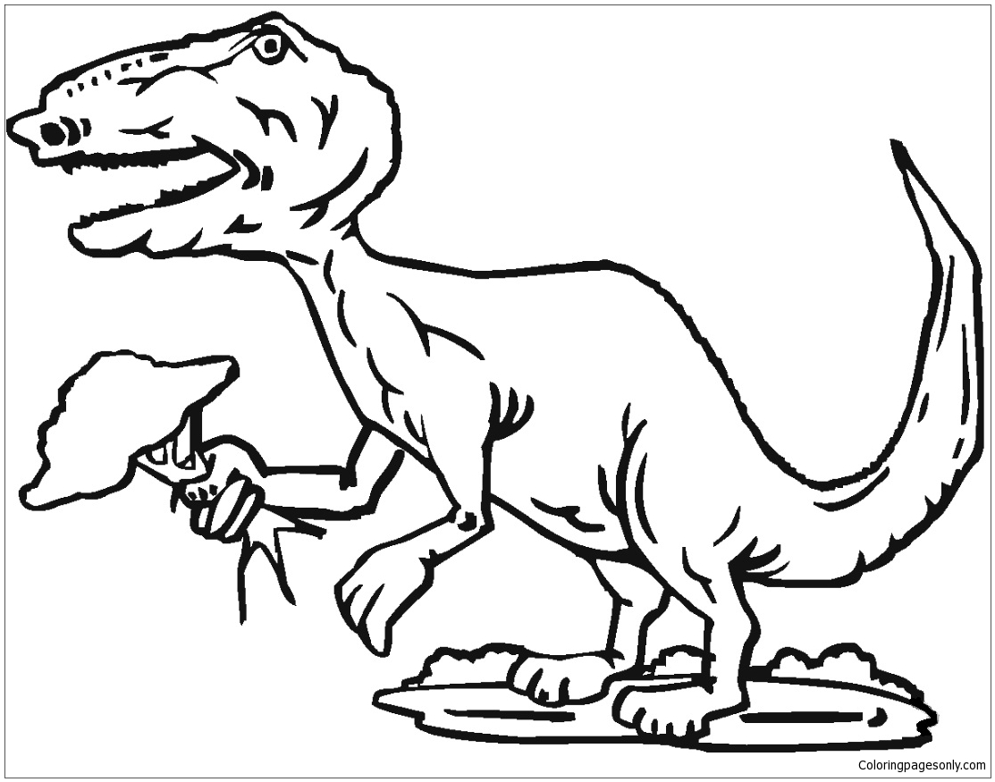 Tyrannosaurus Holds Tree Coloring Page
