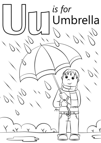 U is for Umbrella Coloring Pages