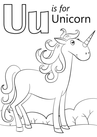 U is for Unicorn Coloring Pages