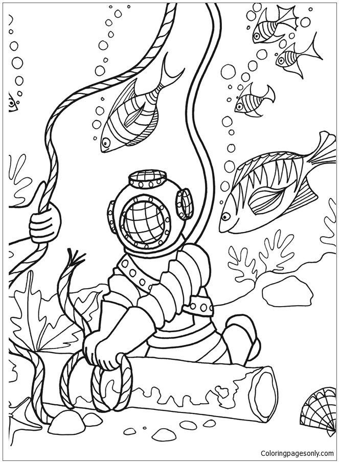 Under The Sea Adventure Coloring Page - Free Printable Coloring Pages