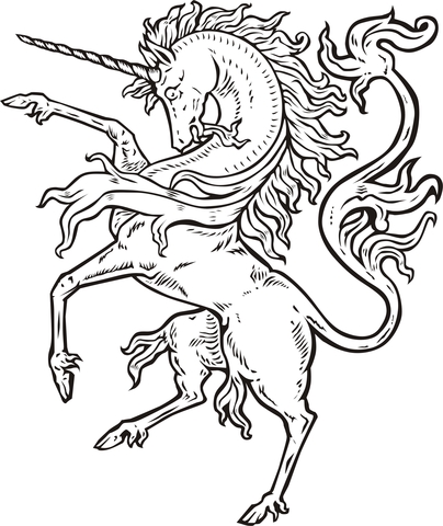 Unicorn 3 Coloring Page