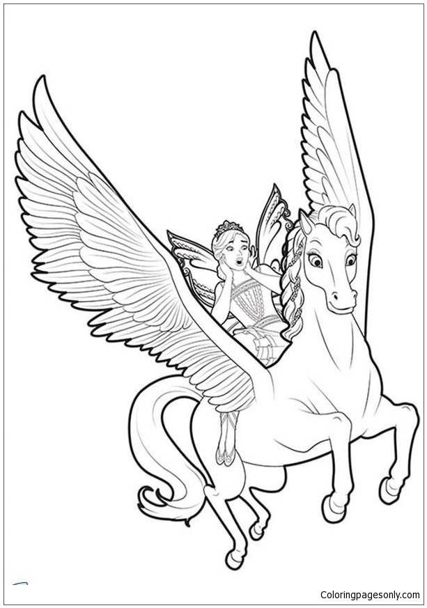 barbie unicorn coloring pages