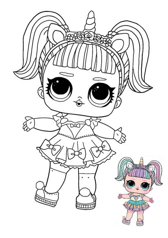 Unicorn Cat Doll Coloring Pages