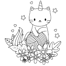 Gato unicórnio com flores de Unicorn Cat
