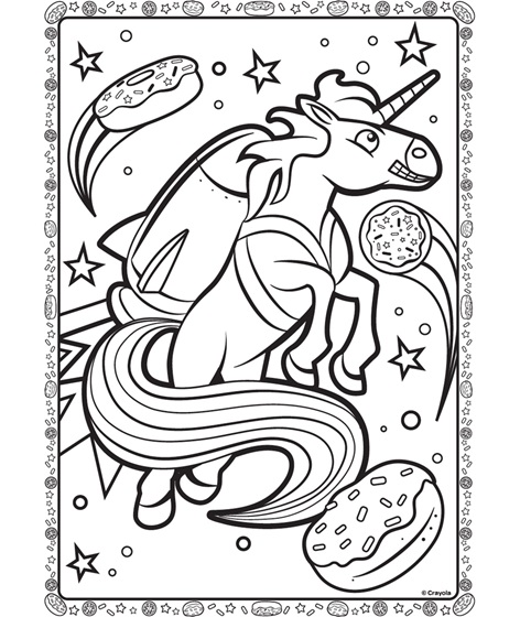 Unicorn In Space Coloring Page
